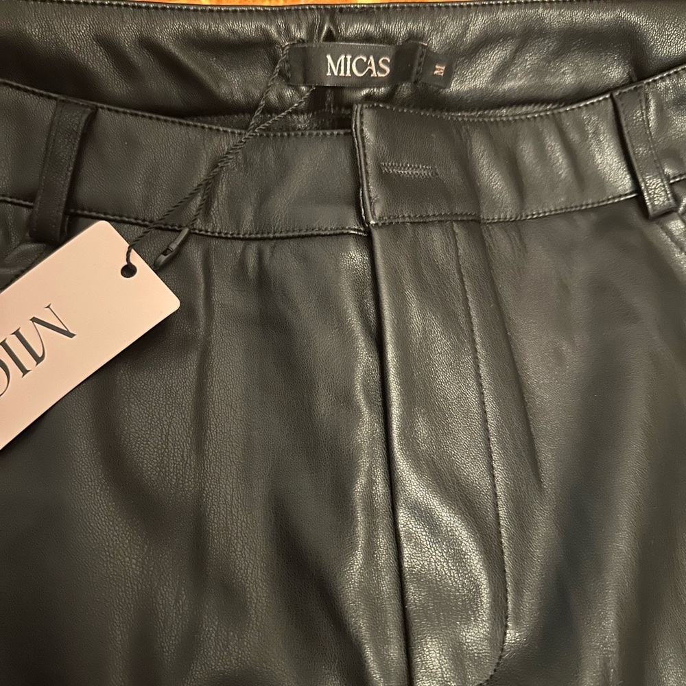 MICAS Black PU Leather Pants NWT